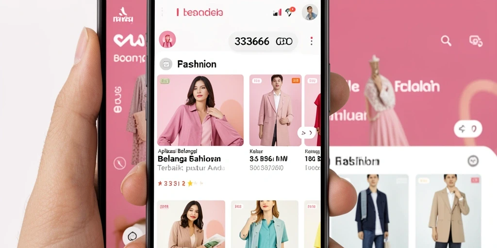 Antarmuka aplikasi 333666 menampilkan koleksi fashion terkini dan promo menarik.