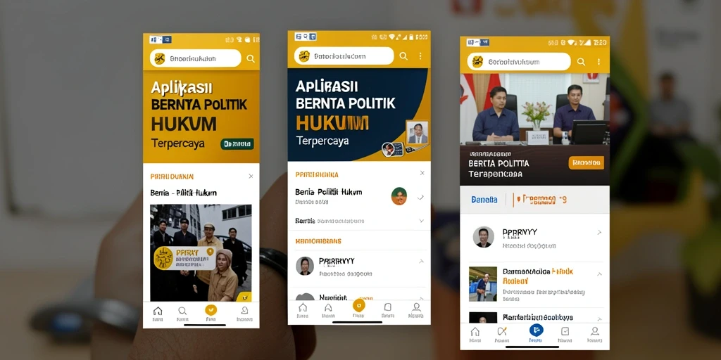 Antarmuka aplikasi PPRRYY yang modern dan informatif untuk berita politik hukum.