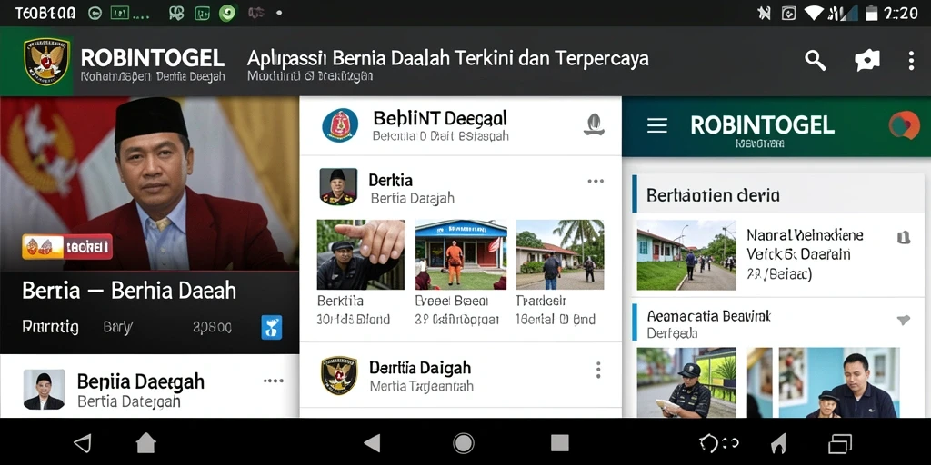 Antarmuka utama aplikasi ROBINTOGEL yang menampilkan berita daerah terkini.