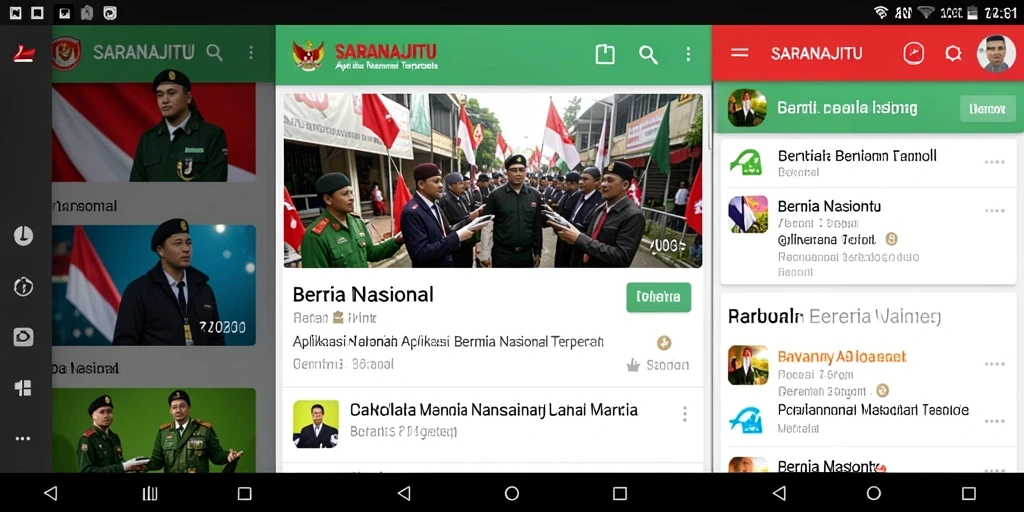 Tampilan antarmuka aplikasi SARANAJITU dengan berita nasional terbaru.
