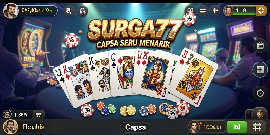 Antarmuka SURGA77 yang modern dan menarik untuk permainan Capsa.