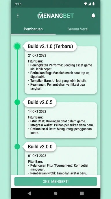 Riwayat Versi Menangbet untuk Pengguna Android Indonesia
